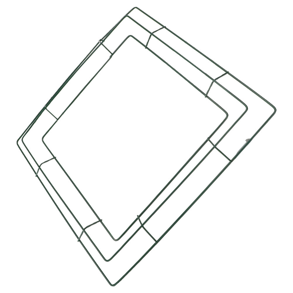 Wreath Form Wire - 正方形の金属製ワイヤーフレーム（35x35cm）。DIYの花輪や、屋外の玄関装飾用の花輪を作るための鉄製ベース。