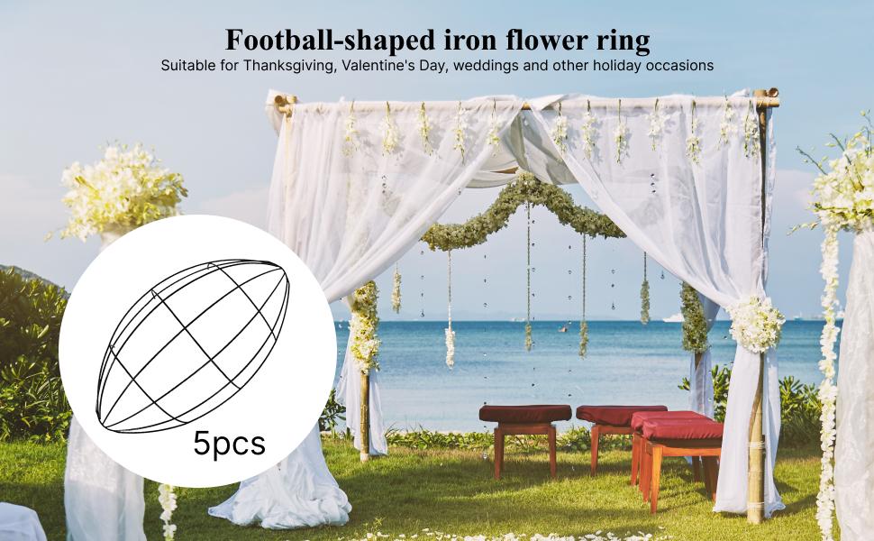 Wreath Form Wire - フットボールのリースフレーム。鉄製の花材用ワイヤー。窓、天井、フェンスなどの装飾に使える、丈夫なクラフト用ベース。