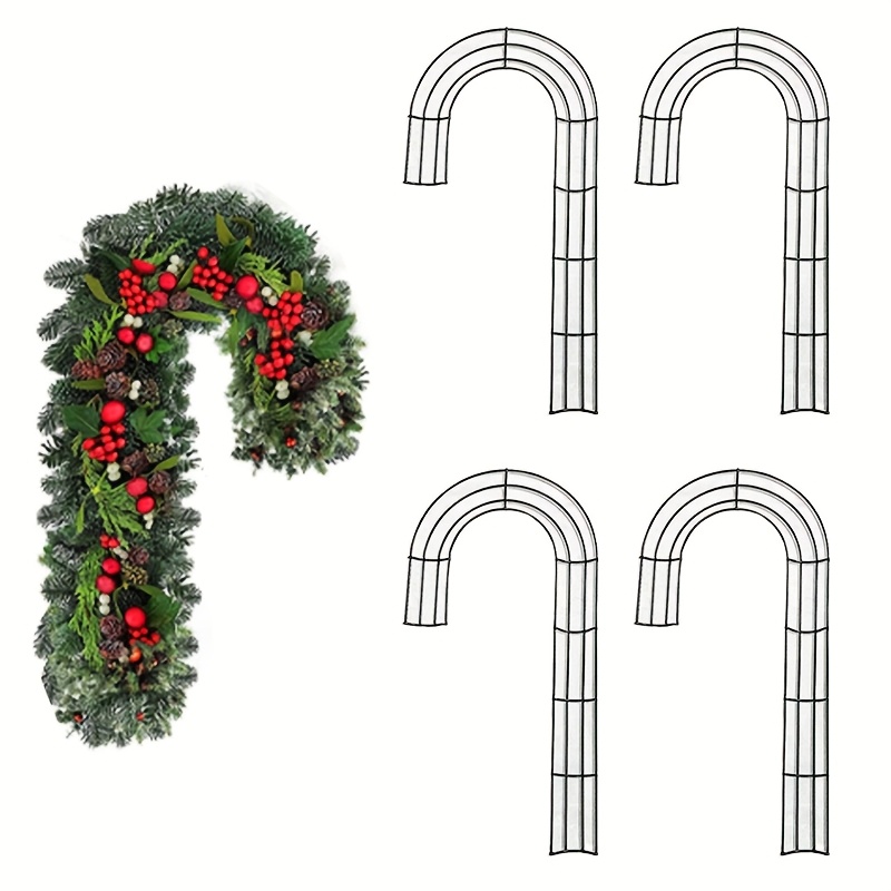Wreath Form Wire - クリスマス用J字型金属ワイヤーリース台（1個、2個、4個入り）、クリスマスホリデーシーズンの手作り装飾に使えるDIYリース作成用型。